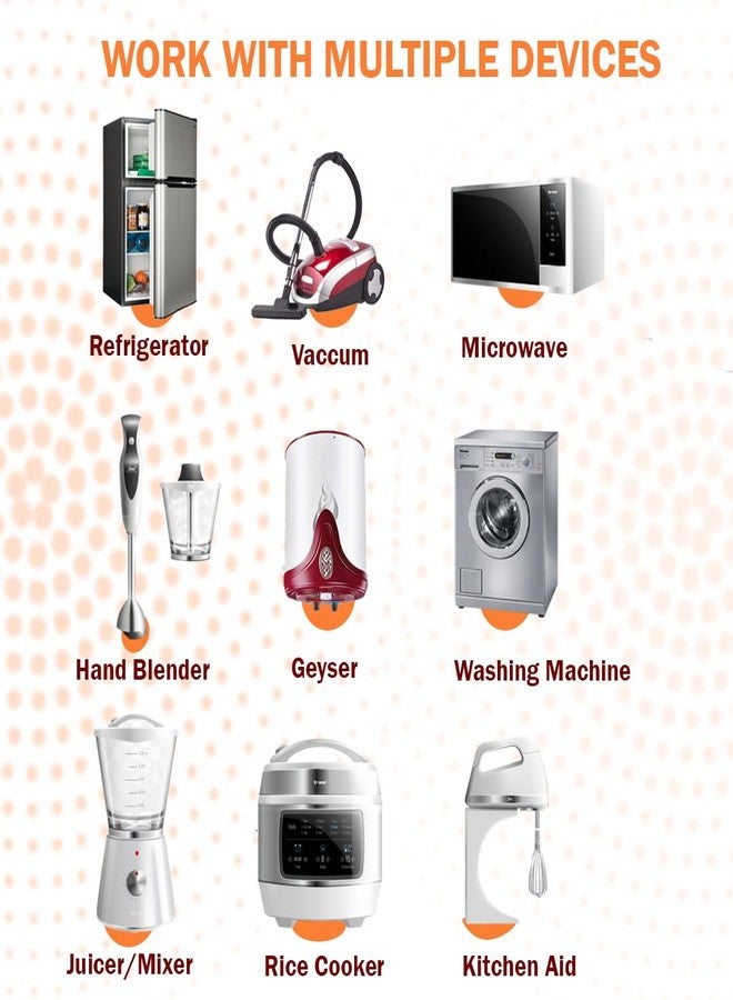 EMBOX محول كهربائي من 6 أمبير إلى 16 أمبير من إمبوكس لأجهزة تسخين المياه، والثلاجات، وأفران الميكروويف، والأجهزة المنزلية الثقيلة - مقبس ثلاثي الأطراف متعدد المنافذ مع مؤشر LED، مناسب لجميع المقابس الدولية، عبوة من قطعتين - Image 5